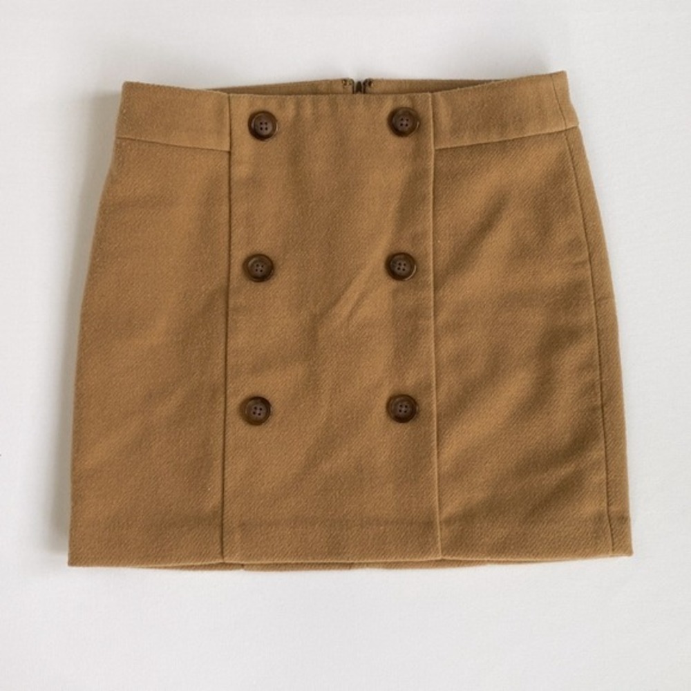 Gap Mini Skirt Double Breasted‎ A-Line Tan Career Casual Size 4